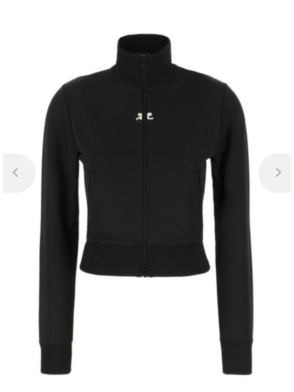 $695 COURREGES Paris Logo Black Ribbed Active Track Zip Up Jacket 40~ L US 8 / M